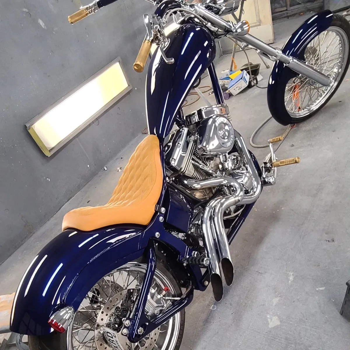 Custom motorcycle — A custom motorcycle from the shop.
